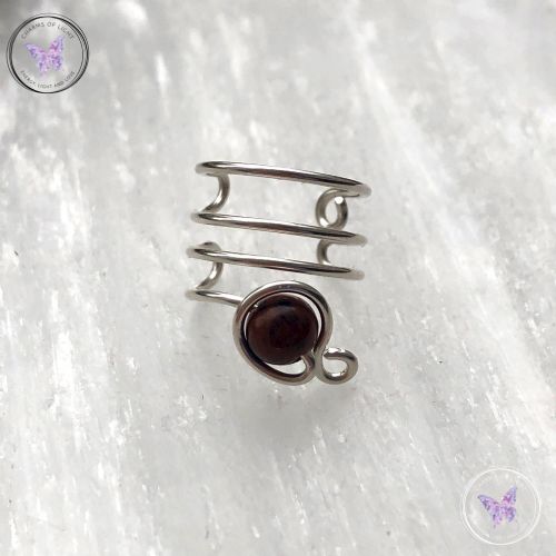 Mahogany Obsidian Silver Ear Cuff